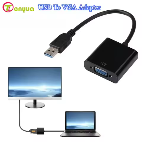 TenYua USB To VGA Adapter USB 3.0 to VGA External Video Card Multi Display Converter Video Cable for