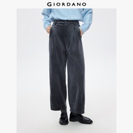 GIORDANO Women Pants Corduroy Fleece-Lined Thick Warm Pants High Waist Ankle Length Fashion Casual P