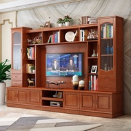 HY-16 TV Background Cabinet Overall Solid Wood TV Cabinet Combination Wall Cabinet Background Wall Small Apartment Livin