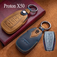 For Proton X90 X50 S70 Remote Key Leather Case Cover Keychain Sarung Kunci Car Key Holder Accessories