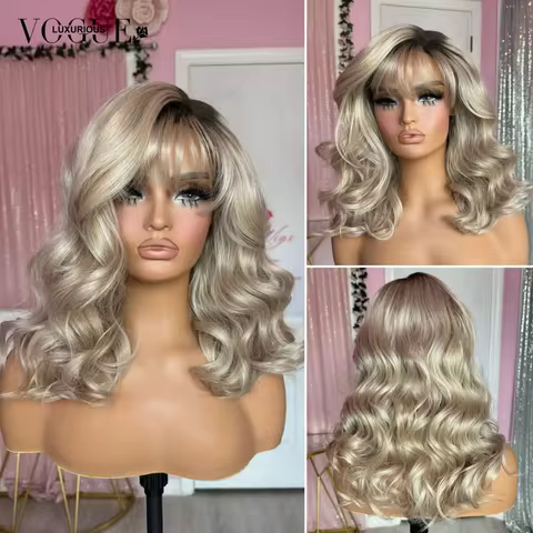LUX VOGUE Misty Moon Gilded Beachy Waves Balayage Color 100% Virgin Hair Wig Root Shadow Hair 200% D