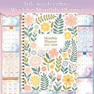 Aesthetic Calendar Spiral 2027 Planner Notebook 2027-2028 Floral Daily Diary Books Twin Wire Bound A
