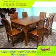 Meja makan kartini kayu jati kursi 6 / meja makan jati murah / furniture Jepara asli