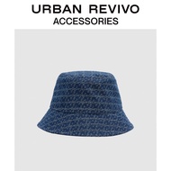[Ready Stock] URBAN REVIVO2024 Spring New Style Ladies Classic Denim Old Flower Bucket Hat UAWA40145