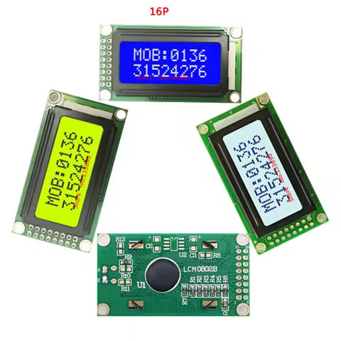 1PCS 5V LCM0802A 0802A New Mini 0802 8X2 8*2 STN Character Yellow/Blue/Gray LCD HD44780 Chip LED Bac