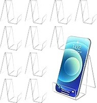 JINGIHE 12 Pieces Acrylic Book Stand with Strip, 4 x 3 in Clear Easel Display Stand, Art Display Hol