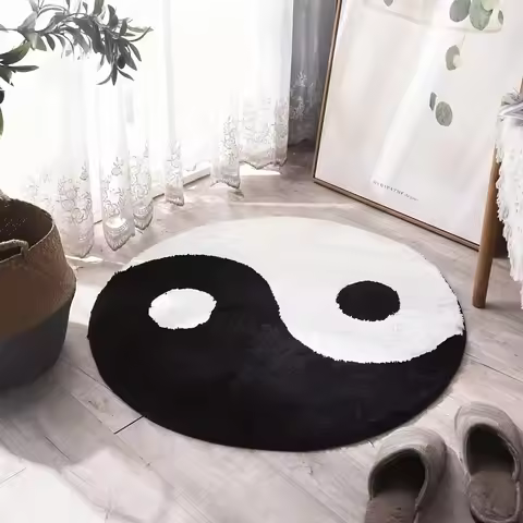 VIKAMA Taiji Yin Yang Round Rug Chinese Zen Living Room Rug Bedroom Study Tea Room Yoga Mat New Chin