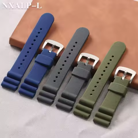 22mm Rubber Silicone Watch Band for Seiko No. 5 SKX009 Prospex Water Ghost Canned Men's Sport Waterp