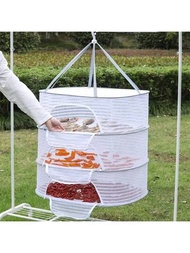 3層掛網網架,適用於草藥掛網、魚類晾乾網、可摺疊烘乾袋子,適用於水果、水培花卉、蔬菜、魚類、衣物、娃娃等