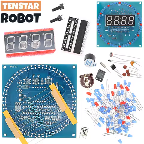 TENSTAR DS1302 DIY Rotating Digital LED Display Module STC15W408AS Electronic Digital Clock Kit 51 S