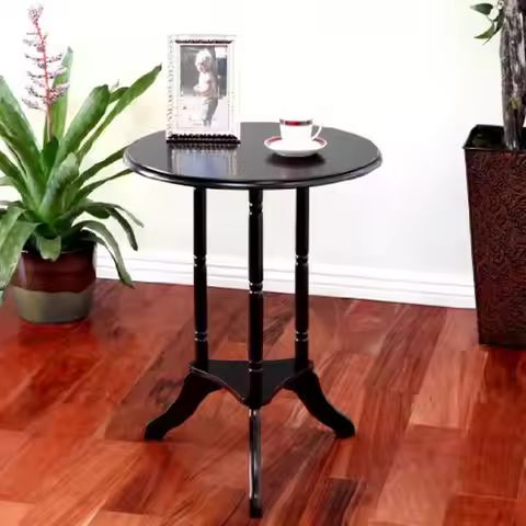 Classic Style Round Mahogany End Table Versatile Plant Stand with Grooved Accents Elegant Side Table