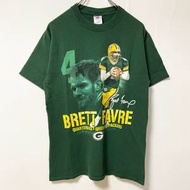 古著 JERZEES 球衣短袖印花 T 卹，綠色，美式足球，Brett Favre，復古，M 碼