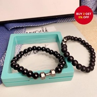 Black Dumbbell Bead Bracelet for Men's Fashion Accessories Gelang Bead Dumbbell Hitam Sesuai untuk A