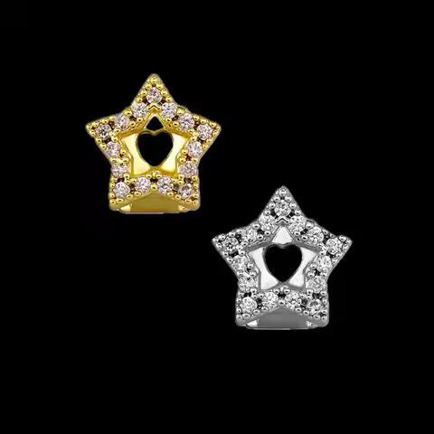 Single 3D Hollow Five-pointed Star Tooth Gem, Shiny Full Rhinestones Pentagram Cosplay Teeth Jewelry