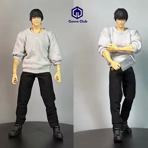 1/12 Male Soldier Fushiguro Toji Elastic Loose Round Neck Shirt Black Trousers Pants Set For 6in Rom