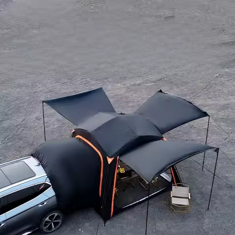 Quick Open Soft Roof Rear Tent Double Roof Hydraulic Roof Tent with Extended Canopy Waterproof Awnin