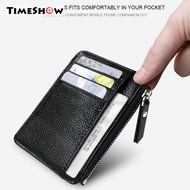 TimeShow Men Wallet Solid Color Textured PU Zipper Card Holder Mini Coin Purse
