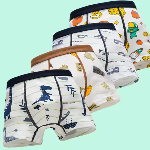 4 Pack Boys Boxer Briefs Soft Cotton Underwear Comfortable Kids Underpants for Big Boys