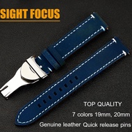 19mm 20mm Vintage Genuine Leather Watch Band for Tudor Black Blue Retro Brown Watchband for Tudor Black Bay Clasp Watch Strap