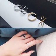 [N007] Korean fashion 2c ring Set with cross-shaped silver color