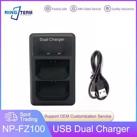 NP-FZ100 Battery Travel USB LCD Dual charger for Sony digital cameras Alpha a9 a9R a9S a9III ILCE-9M