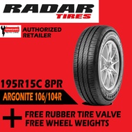 195R15C 8Ply Radar Argonite Tires 106/104P (China made)with Free Rubber Tire Valve and Wheel Weight
