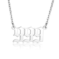 Angel Number Necklace Stainless Steel Old English Numerology Jewelry 111 222 333 444 555 666 777 888