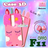 rainbow Silikon 3D Karakter Oppo F11 Unicorn 3D Case Boneka Oppo F11 Silikon 4D Oppo F11 Softcase Cu