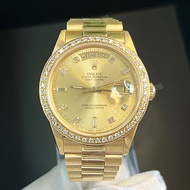Rolex Gold Watch Rolex Watch Sunday Calendar Rear Dial Diamond Ring Men's Watch
