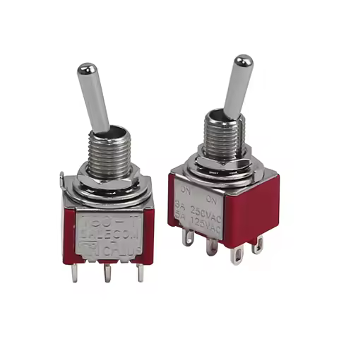 FLEOR 2PCS Red Mini 2 Way Toggle Switch Guitar Pickup Selector Switch DPDT ON/ON 3A 250V AC / 5A 125
