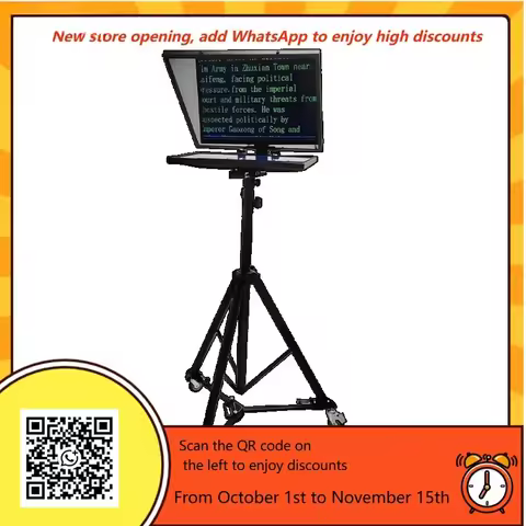 24' Inch Wireless Foot Pedal Auto Teleprompter Monitor Display for Stage Broadcasting TV Studio Lapt