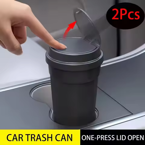 2Pcs Car Trash Can Cup Holder Car Garbage Can Bin with Lid Multipurpose Waterproof Car Trash Cup Sma