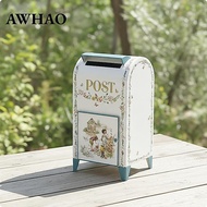 [AWHAO] Mailbox with Legs Vintage Vintage Themed Iron Mailbox Decorative Postal Box for Gardeners, P