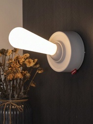 1只8英寸搖臂開關夜燈式桌燈,usb充電矽膠led壁燈,適用於客廳床頭閱讀
