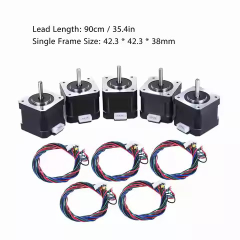 Nema 17 Stepper Stepping Motor Drive Control 2 Phase 1.8 Degree 0.9A 0.4N.M 42mm with Lead Cable 3D 