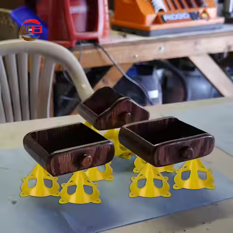 AEE3-50 PCS Yellow Cone Canvas And Cabinet Door Risers, 3.5Inch X 2Inch Pyramid Stands, Acrylic Pain