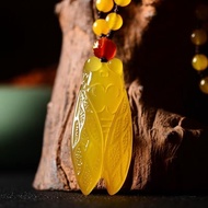 Đá tự nhiên mã não vàng ve sầu Mặt dây chuyền cho nam giới và phụ nữ Băng viên khoáng Vàng chalxedon