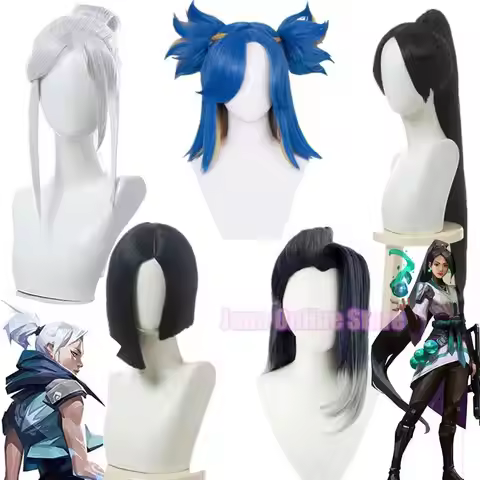 Game Valorant Jett Viper Neon Fade Sage Cosplay Wig for Women Halloween Heat Resistant Perruque Valo