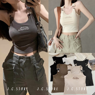 JC919 Crop Top Sleeveless Shirt y2k Stretch Women's Fashion Travel Suit Bra With Foam Pads Muscle y2