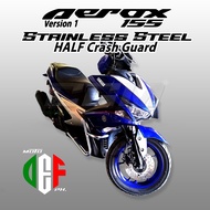 ✤ ◊☜ YAMAHA AEROX 155 V1 V1 Half Crash Guard 304 PURE STAINLESS STEEL Motorcycle Armor MOTO DEF