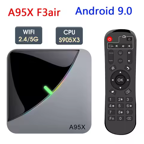 Smart TV BOX A95X F3 Air 4K 2.4G/5G Dual Wifi RGB Light Amlogic S905X3 4GB 32GB 64GB Android 9 Set T