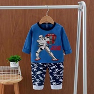 QPyjamas Kids Star Wars Galaxy Troops Army Long Sleeve Long Pant Sleepwear Set Baju Tidur Budak Lela