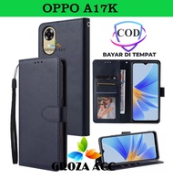 SARUNG BUKU FLIP UNTUK OPPO A17K LEATHER CASE FLIP- WALLET CASE FLIP OPPO A17K CASING DOMPET-SARUNG BUKU HP