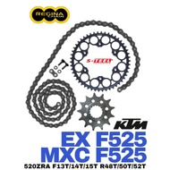 REGINA Sprocket Set KTM EX F525 MXC F525 Rantai Spoket ZRING 520ZRT Ring Gold Chain motorcycle part