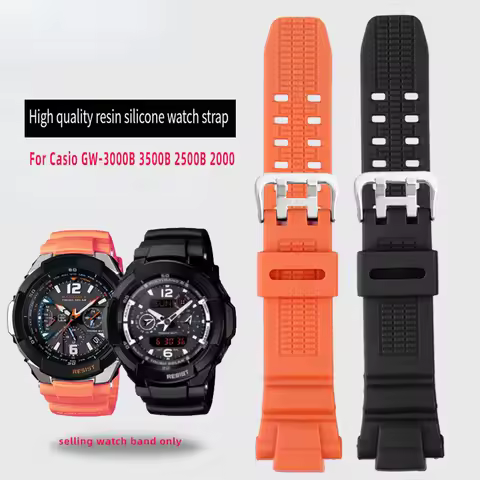 Black Orange Silicone Watchband for Casio G-SHOCK 5121 GW-3500B GW-3000B GW-2000 Men Sport Band Stra