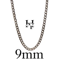 DR313 >> NK 9mm TITANIUM SILVER CHAIN NECKLACE ANTI-RUST FOR MEN AND WOMEN Stainless