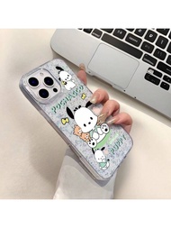 เคสกันกระแทก TPU แบบใสมีกลิตเตอร์ลายสุนัข Mischievous Pacha เหมาะสำหรับ Iphone16pro, Cartoon 15 Pro,