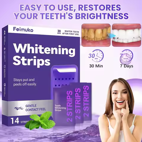 Purple Teeth Whitening Strips Oral Hygiene Fresh Breath Brighten Tooth Bleaching Long Lasting Oral C