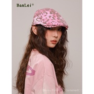2025 Styles American Retro Hot Girl Leopard Print Forward Hat Female Niche y2k Big Head Circumferenc