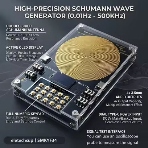 4CH Schumann Wave Signal Generator 0.01Hz-500KHz 7.83Hz Ultra Low Frequency Resonance Module OLED Di